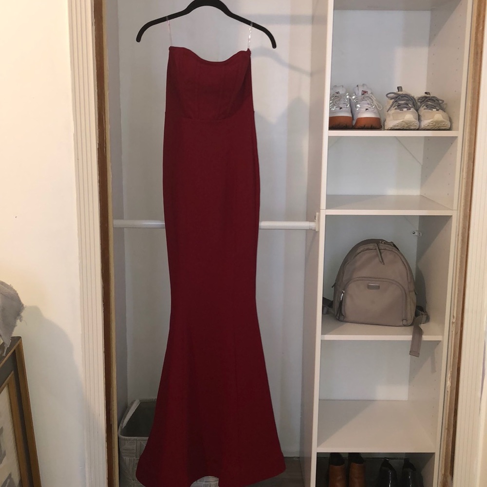 Dark Red Strapless Dress